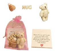 Pocket Bear Hug Mini Worry Bear Plush with Inspirational Card, A Little Pocket Bears Hug,Handmade Mini Plush Bears Positive Emotional Supports Gifts for Families Friends Desk Decoration