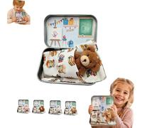 Pocket Bear in Tin Box, Mini Plush Pocket Hug Love Token, First Day at School Gift,Inspirational Positive Ornaments Gift, Plush Bear Toy Sending You Mini PocketHug Love, on your 1st day of school
