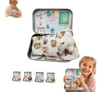 Pocket Bear in Tin Box, Mini Plush Pocket Hug Love Token, First Day at School Gift,Inspirational Positive Ornaments Gift, Plush Bear Toy Sending You Mini PocketHug Love, on your 1st day of school