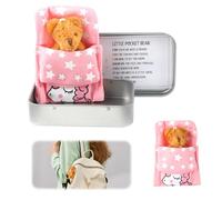 Pocket Bear in Tin Box Set Teddy Christmas for Her Him Mini Plush with Blanket Case Portable Good Luck Charm Inspirational Gift for Friends Family Keepsake for Birthdays Daughter Nurse