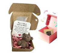 Pocket Bear Keepsake, Mini Handmade Bear in Box, Soft Felted Animal Charm, Symbolic Good Luck, Token for Women, Kids, Friends, Adults, Lovers, 2.17 x 2.17 x 0.98 inches, Multicoloured