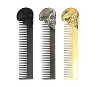 Pocket Beard Comb - Skull Design Zinc Alloy Hair & Beard Styling Tool, Ergonomic for Men's Grooming, Travel-Friendly