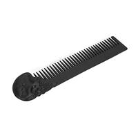 Pocket Beard Comb with Zinc Alloy Skull Pattern - Anti-Static Hair Styling & Mustache Shaping, Portable Gold Pocket Oil Hair Comb (Black)