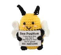 Pocket Bee Lucky Charm Crochet Doll Handcrafted With Eco Friendly Thread Positive Energy Expression Decorative Charm For Various Uses(Antenna Bee)