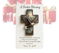 Pocket Blessing Cross - Handmade Christian Portable | Religious Positive Message Bird Card | for Adults Teens Friends Family Prayer Meditation Bible Study