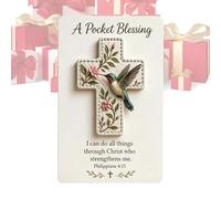 Pocket Blessing Cross - Religious Portable Handmade,Christian Keepsake Bird Pocket Blessing | for Outdoor Daily Travel Camping Adults Kids Teens Family