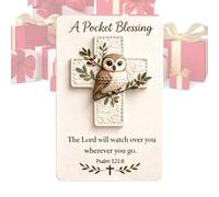 Pocket Blessing Cross - Religious Portable Handmade - Religious Positive Message Bird Card,for Prayer Devotion Meditation Baptism Bible Study Outdoor Travel
