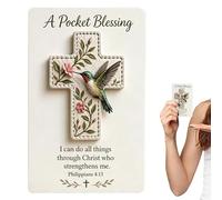 Pocket Blessing Cross Set, Religious Keepsake Card, Bird Scripture with Inspirational Verse, Durable Faith Handheld Symbol, Prayer Cross with Elegant Design, Spiritual Item for Daily Reflection