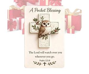 Pocket Blessing Cross Set, Religious Keepsake Card, Bird Scripture with Inspirational Verse, Durable Faith Handheld Symbol, Prayer Cross with Elegant Design, Spiritual Item for Daily Reflection