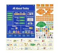 Pocket Board for Classroom - Pocket Chart Calendar Time Circle for Classroom, Organization of Activities Kindergarten with Letter Cards Words Weather Elementary Weather