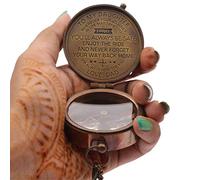 Pocket Brass Compass, Nautical Navy Compass for Camping, Travelling, Hiking, Boating, Gifting Compass for Wedding, Birthday, Anniversary, Graduation, Dad to Daughter, with Imprinted Leather Case