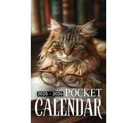 Pocket Calendar 2025-2026: Two-Year Monthly Planner for Purse, 24 Months from January 2025 to December 2026 with Inspirational Quotes | Reading Maine Coon Cat Cover