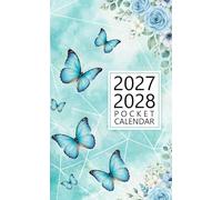 Pocket Calendar 2027-2028 for Purse: 2 Year Small Size Monthly Planner | Butterfly Flower Cover