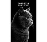 Pocket Calendar 2027-2028 for Purse: Small 2 Year Monthly Planner from January 2027 to December 2028 | British Shorthair Black Cover Design