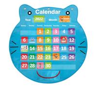 Pocket Calendar for Classroom - Cat Head Wall Calendar Chart for Elementary,Decorative Learning Board for Teacher Kids Decoration Education Elementary Kindergarten Study Home Bedroom