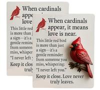 Pocket Cardinal Gift - A Little Red Reminder of Love, Lucky Little Cardinal Sculpture with Card, Mini Red Cardinal Bird Statue, Remembrance Grief Keepsake, Bird Themed Pocket Hug (2pcs)