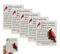 Pocket Cardinal Gift - A Little Red Reminder of Love, Lucky Little Cardinal Sculpture with Card, Mini Red Cardinal Bird Statue, Remembrance Grief Keepsake, Bird Themed Pocket Hug (5pcs)