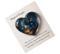 Pocket Charm - Acrylic Dragon Pattern Keepsake | with Paper Card Dragon Pattern Heart Shaped Souvenirs,for Women Mother Lady Desk Bookshelf Bedside Workplace Display