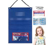 Pocket Chart - 38.3 x 58 cm Waterproof Desktop Pocket Chart | Wall Hanging, Transparent Display, Card Slot, Sentence Building Pocket Size for Preschool Children