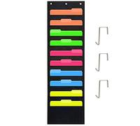 Pocket Chart File, Hanging Oxford File Organizer 10 Large Pockets Multifunctional with 3 Hangers for Home, School, Pocket Board, Office Bill Filing