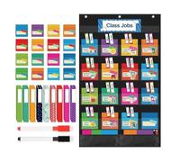Pocket Chart for Classroom - Colorful Heavy Duty Educational Teacher Organizer Class Jobs - Wall Visual Schedule Organizer - for School Home Office Daily Use Activities