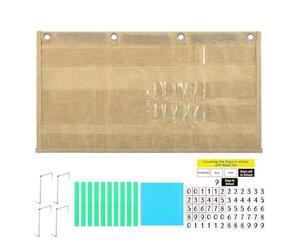 Pocket Chart for Counting Days - Ten Maths Board Linen Based Magnetic Teaching , Classroom Learning Display, Hanging with 4 Hooks | Preschool, Primary School, Nursery