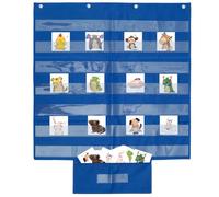 Pocket Chart Sentence Strip Holder with 7 Plus 1 Pockets 28x28inch Large Classroom Hanging Daily Schedule Pocket Chart for Sentence Strips, Word Cards, Reading, Classroom and Homeschool Supplies