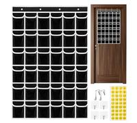 Pocket Chart Stand for Classroom - Transparent Material, wall Storage Pockets shorttail, Cell Phone Holder Classroom Organizer shorttail | 36 Clear Pockets 8 Hooks Design, Longtail for Student