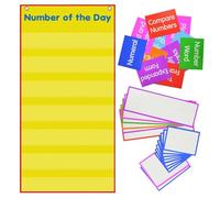 Pocket Charts - Erasable Math Teacher Pocket Charts | Folding Learning Tool Number of the Day Poster for Students at Home, Kindergarten, School