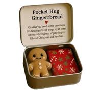 Pocket Christmas Hug Gift, Felt Christmas Gingerbread Man In A Tin Box, Positive Gingerbread Man With Inspirational Cards, Encouragement Gift