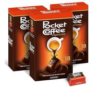 Pocket Coffee Espresso - 3 packs of 18 sweets (3 x 225g) - Chocolate filled with coffee - German sweets with 100% Arabica espresso - Ideal for on the go - An instant coffee & sweet treat with caffeine