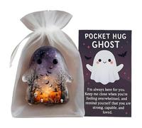 Pocket Comfort Ghosts: A Hug in Your Pocket, Cute Halloween Ghost Pocket Hug, Mini Inspirational Statue with Encouragement Card, Emotional Support Pockets Gift for Grant Courage to Bless(B)