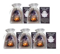 Pocket Comfort Ghosts: A Hug in Your Pocket, Cute Halloween Ghost Pocket Hug, Mini Inspirational Statue with Encouragement Card, Emotional Support Pockets Gift for Grant Courage to Bless(5PCS-B)