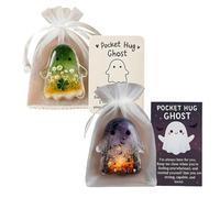 Pocket Comfort Ghosts: A Hug in Your Pocket, Cute Halloween Ghost Pocket Hug, Mini Inspirational Statue with Encouragement Card, Emotional Support Pockets Gift for Grant Courage to Bless(2PCS-A+B)