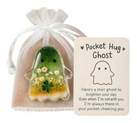 Pocket Comfort Ghosts: A Hug in Your Pocket, Cute Halloween Ghost Pocket Hug, Mini Inspirational Statue with Encouragement Card, Emotional Support Pockets Gift for Grant Courage to Bless(A)