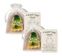 Pocket Comfort Ghosts: A Hug in Your Pocket, Cute Halloween Ghost Pocket Hug, Mini Inspirational Statue with Encouragement Card, Emotional Support Pockets Gift for Grant Courage to Bless(2PCS-A)