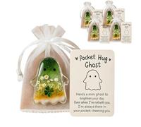 Pocket Comfort Ghosts: A Hug in Your Pocket, Cute Halloween Ghost Pocket Hug, Pocket Ghost Hug Tokens with Encouragement Card Healing Symbolism and Memory Keeper (Green 4pcs)