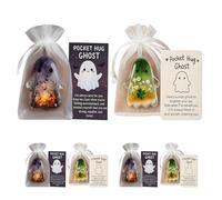 Pocket Comfort Ghosts: A Hug in Your Pocket, Cute Halloween Ghost Pocket Hug, Pocket Ghost Hug Tokens with Encouragement Card Healing Symbolism and Memory Keeper (Mix 4pcs)