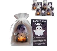Pocket Comfort Ghosts: A Hug in Your Pocket, Cute Halloween Ghost Pocket Hug, Pocket Ghost Hug Tokens with Encouragement Card Healing Symbolism and Memory Keeper (Purple 4pcs)