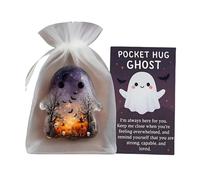 Pocket Comfort Ghosts Miniature Figurine with Encouragement Card - Adorable Mini Charm for Xmas Gifts, Emotional Support Keepsake for Friends, Long Distance Relationship Comfort Gift