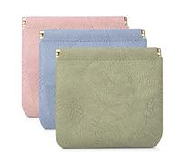 Pocket Cosmetic Bag, 3PCS Mini Makeup Bag Small Lipstick Storage Bag PU Leather Waterproof Self-Closing Small Makeup Pouch Purse Jewelry Pouch, for Cosmetics Headphones Jewelry (Green, Blue, Pink)