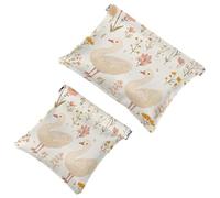 Pocket Cosmetic Bag Squeeze Top, Cartoon Goose Vintage Meadow Flowers Waterproof Travel Makeup Bag for Purse, Portable Mini Makeup Pouch No Zipper for Women