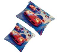 Pocket Cosmetic Bag Squeeze Top, Cool Race Cars on Bright The Racing Track Waterproof Travel Makeup Bag for Purse, Portable Mini Makeup Pouch No Zipper for Women
