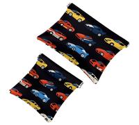 Pocket Cosmetic Bag Squeeze Top, Cool Race Cars Seamless Pattern Waterproof Travel Makeup Bag for Purse, Portable Mini Makeup Pouch No Zipper for Women