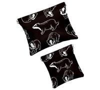 Pocket Cosmetic Bag Squeeze Top, Cute Honey Badger Black Background Waterproof Travel Makeup Bag for Purse, Portable Mini Makeup Pouch No Zipper for Women