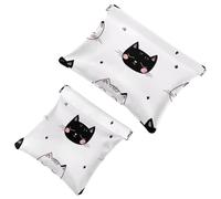 Pocket Cosmetic Bag Squeeze Top, Cute Little Animal Cat Faces Waterproof Travel Makeup Bag for Purse, Portable Mini Makeup Pouch No Zipper for Women