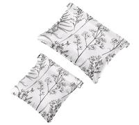 Pocket Cosmetic Bag Squeeze Top, Meadow Wild Flowers and Leaves Silhouettes Waterproof Travel Makeup Bag for Purse, Portable Mini Makeup Pouch No Zipper for Women