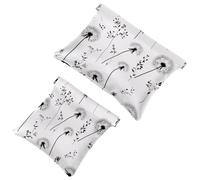 Pocket Cosmetic Bag Squeeze Top, Meadow Wild Flowers Silhouettes Waterproof Travel Makeup Bag for Purse, Portable Mini Makeup Pouch No Zipper for Women