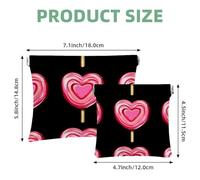 Pocket Cosmetic Bag Squeeze Top, Sweet Heart Shaped Lollipop Pink Pattern Waterproof Travel Makeup Bag for Purse, Portable Mini Makeup Pouch No Zipper for Women