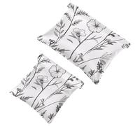 Pocket Cosmetic Bag Squeeze Top, Thin Lines Meadow Wild Flowers and Leaves Silhouettes Waterproof Travel Makeup Bag for Purse, Portable Mini Makeup Pouch No Zipper for Women